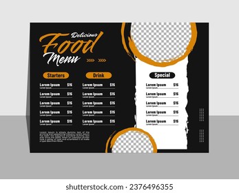 Delicious food Landscape menu design 