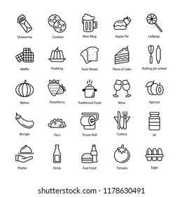  Delicious Food Line Icons Set 