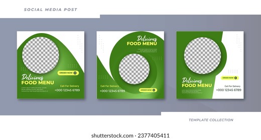 Delicious Food menu banner posted on social media. Editable social media template for promotion on Food menu..