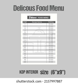 Delicious food menu KDP interior Template