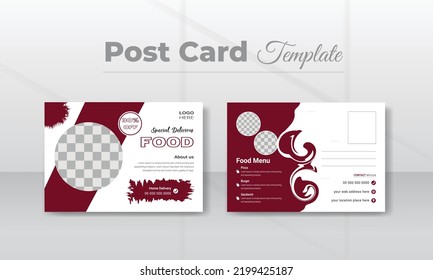 Delicious Food Menu Postcard Template Design. Restaurant Post Card, Menu Card Design, Direct Mail EDDM Template, Invitation Design Print Ready.
