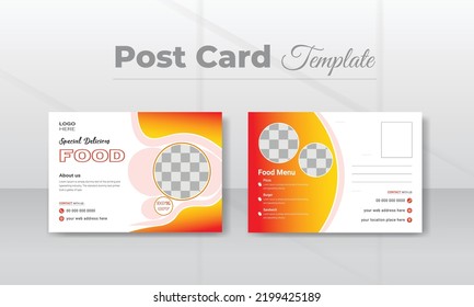 Delicious Food Menu Postcard Template Design. Restaurant Post Card, Menu Card Design, Direct Mail EDDM Template, Invitation Design Print Ready.
