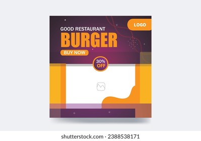 Delicious food menu restaurant banner pizza social media post burger template
