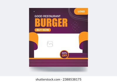 Delicious food menu restaurant banner pizza social media post burger template