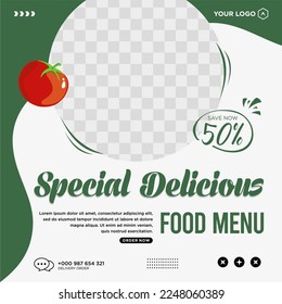 Delicious food menu and restaurant social media post template