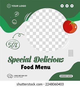 Delicious food menu and restaurant social media post template