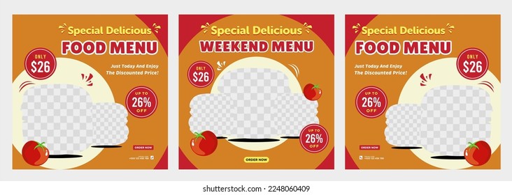 Delicious food menu and restaurant social media post template