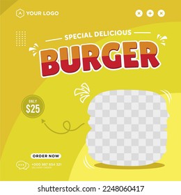 Delicious food menu and restaurant social media post template