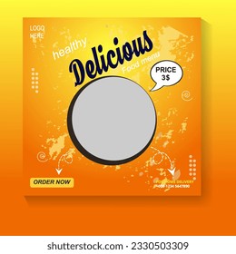 Delicious food menu  restaurant social media promotion and Instagram post banner design template     
