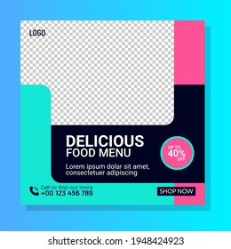 Delicious Food Menu social media post design template, Fast food social media post, delicious chicken or poster, Hot and Special food flyer design, free Delivery