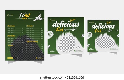 Delicious food menu and social media post design template