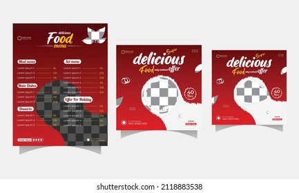 Delicious food menu and social media post design template