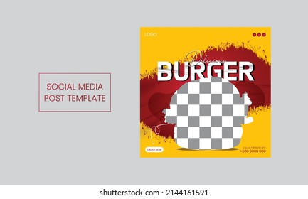 Delicious Food Menu Social Media Post template, Fast food restaurant social media post template design with abstract background, Fast food Social Media Template For Restaurant