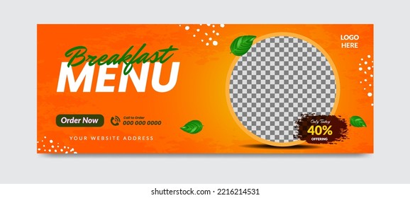 Delicious food menu social media cover timeline template
