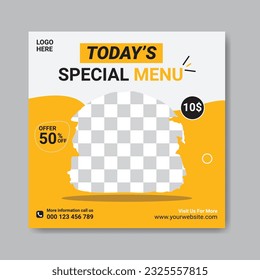 Delicious Food Menu Social Media Post Template Design Instagram Banner Ad Design  