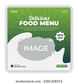 Delicious Food Menu social media promotion and Pizza banner post design template