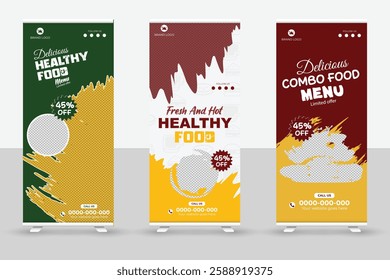 Delicious food menu social media banner design template