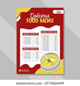 Delicious food menu template, food menu design