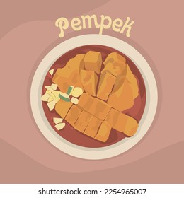 delicious food is pempek with tomatoes sauce. pempek is traditional food from palembang. and its beautiful to your design and match if you want make design who relate with foods, beverages, lunch.