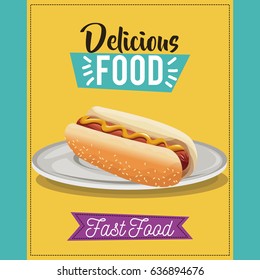 delicious food poster. hot dog fast food menu dish