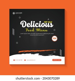 Delicious Food Or Restaurant Food Editable Social Media Post Template Social Media Banners For Digital Marketing. Food Promotion Vector Illustration