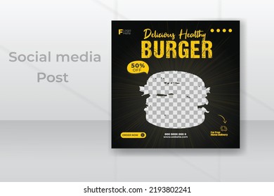 Delicious food or Restaurant Food Editable Social Media Post Template Social Media Banners for Digital Marketing. Food Promotion Vector.