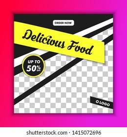 Delicious Food Restaurant Social Media Banner Template Vector suitable for feed, promotion, post, presentation, brochure, poster