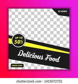 Delicious Food Restaurant Social Media Banner Template Vector suitable for feed, promotion, post, presentation, brochure, poster