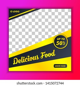 Delicious Food Restaurant Social Media Banner Template Vector suitable for feed, promotion, post, presentation, brochure, poster