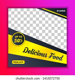 Delicious Food Restaurant Social Media Banner Template Vector suitable for feed, promotion, post, presentation, brochure, poster