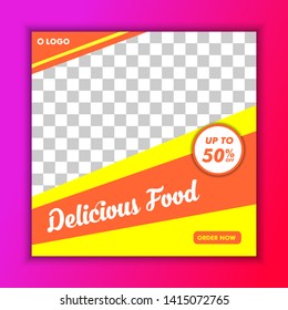 Delicious Food Restaurant Social Media Banner Template Vector suitable for feed, promotion, post, presentation, brochure, poster