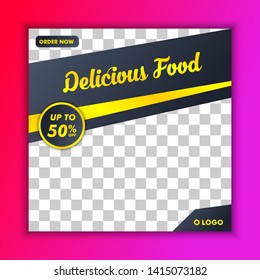 Delicious Food Restaurant Social Media Banner Template Vector suitable for feed, promotion, post, presentation, brochure,  poster