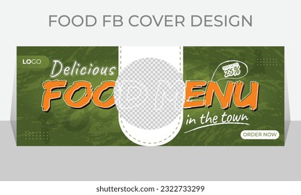 Delicious food social media cover or web banner design template