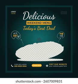 Delicious food social media post design template
