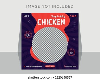 Delicious Food social media promotion  banner post design template