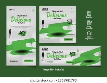 Delicious food social media set promotion post design editable
