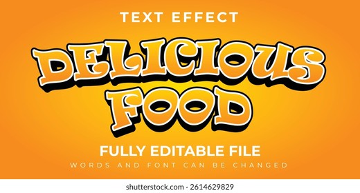 Delicious Food Text Effect With Orange Design Gradation