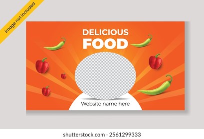 Delicious food web banner design template.