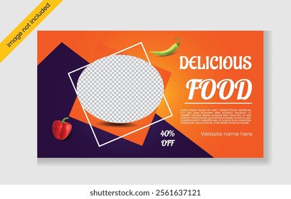 Delicious food web banner design template.