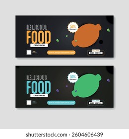 Delicious Food Web Banner Design | Restaurant Social Media And Online Food Order Template