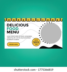 Delicious food web banner design.illustration
