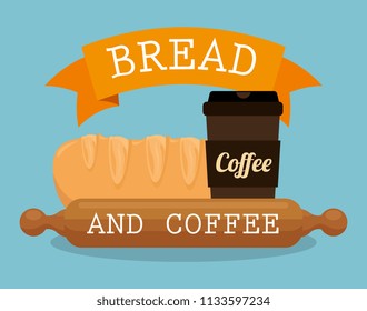 delicious french bread and coffee label