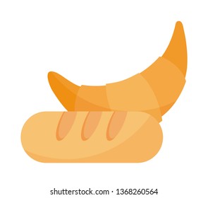 delicious french bread and croissant isolated icon