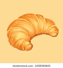 Delicious French Croissant. Vector Hand Drawn Watercolor Pastry Illustration for Menu, Banner, Poster, and other.