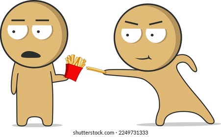 Delicious french fries. Man holding french fries