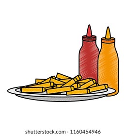 delicious french fries with sauces