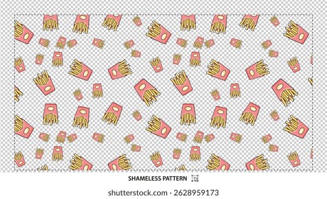 Delicious French Fries Seamless Pattern for Fast Food and Snack Themes