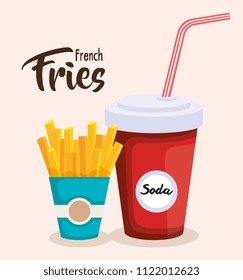 delicious french fries with soda