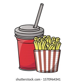 delicious french fries and soda fast food icon vector illustration design