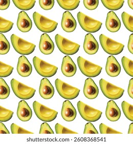 Delicious Fresh Avocado Seamless Vector Pattern Design
